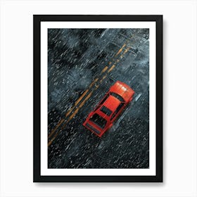 Car In The Rain 1 Art Print