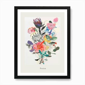 Protea 2 Collage Flower Bouquet Poster Art Print
