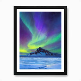 Panoramic Northern Lights Over A Remote Icy Tundra Art Print