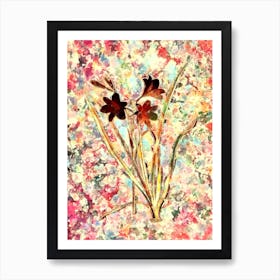 Impressionist Daylily Botanical Painting in Blush Pink and Gold Art Print