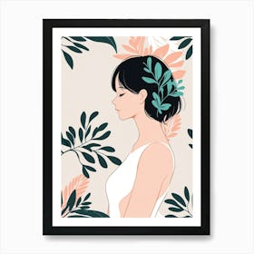 Leonardo Anime Xl Contemporary Female Silhouette Shape Foliage 3 (4) Poster