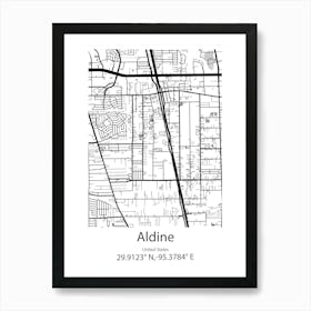 Aldine,United States Minimalist Map Art Print