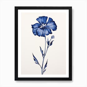 Blue Botanical Carnation 1 Art Print