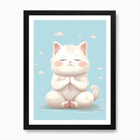 Kawaii Cat Drawings Yoga 3 Art Print