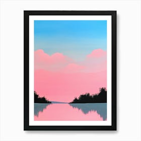 Pastel Sky Embrace Pink Retro Poster Art Print