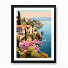Antalya Turkey 8 Vintage Pink Travel Illustration Art Print