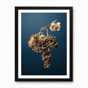 Gold Botanical Grape Spanna on Dusk Blue n.0324 Art Print
