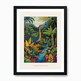 Colourful Dinosaur By The River Painting 1 Poster Art Print