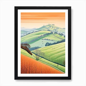 The Malvern Hills England 2 Hike Illustration Art Print