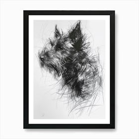 Australian Terrier Dog Charcoal Line 2 Art Print