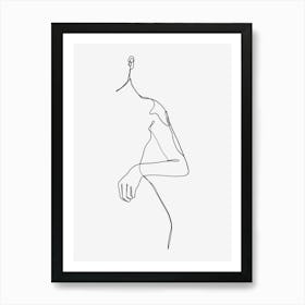 Woman body lines monoline simple art Art Print