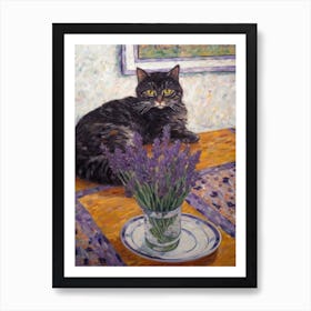 Lavender With A Cat 2 Art Nouveau Klimt Style Art Print