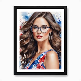 Beautiful Woman In Glasses Art Print