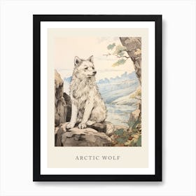 Beatrix Potter Inspired  Animal Watercolour Arctic Wolf 1 Art Print