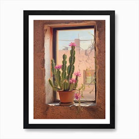 Rat Tail Cactus On A Window  1 Art Print