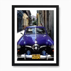 Blue Cuban Car Art Print