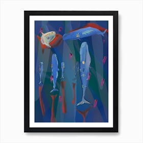 Whales In The Sea Art Print