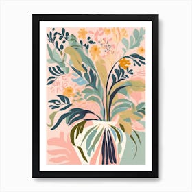 Pink painting Flowers In A Vase Art Print