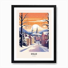 Vintage Winter Travel Poster Oslo Norway 1 Art Print