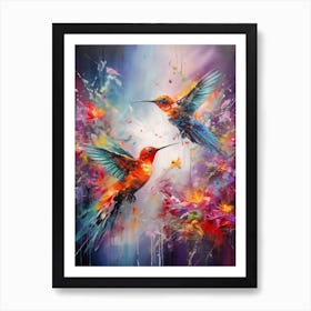 Hummingbirds Abstract Expressionism 2 Art Print