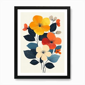 Flowers On A White Background Art Print