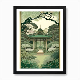 Meiji Shrine Inner Garden, Japan Vintage Botanical Art Print