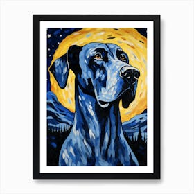 Great Dane Starry Night Dog Portrait Art Print