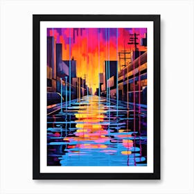 Urban Waterway - Abstract Cityscape Art Print