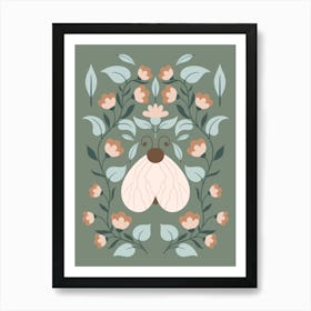 Butterfly and Flowers Poster Art Print