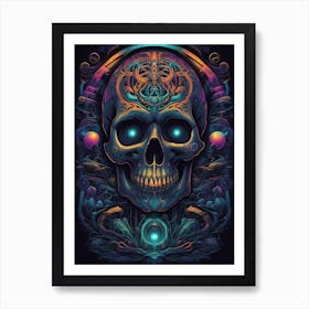 Skull Psychedelic Art 2 Art Print