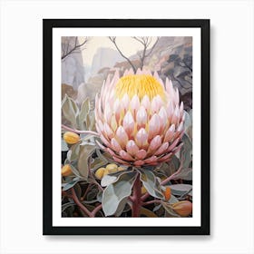 Protea 3 Flower Painting Art Print