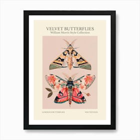Velvet Butterflies Collection Luminous Butterflies William Morris Style 5 Art Print
