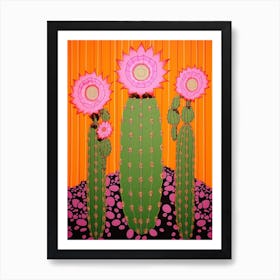 Mexican Style Cactus Illustration Fishhook Cactus 3 Art Print