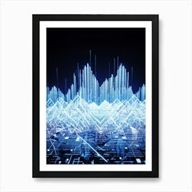 Abstract Cyber Concept Retro Futuristic Geometric Shapes Dots And Lines Creating A Digital Wave I (1) Art Print