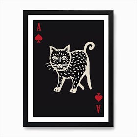 Playing Cards Cat 1 Black 3 Art Print