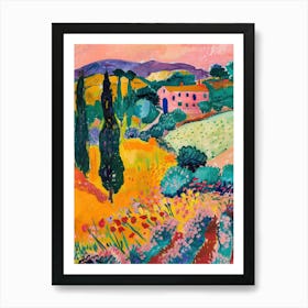 French Country Side Abstract Colourful Art Print