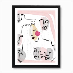 Abstract Person Minimalistic Music Connection And Protection Art Print