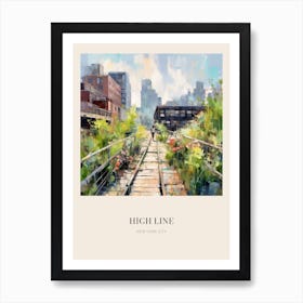 High Line Park New York City Vintage Cezanne Inspired Poster Art Print