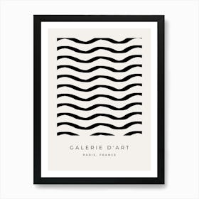 Modern Abstract Line Cream White And Black Art Print