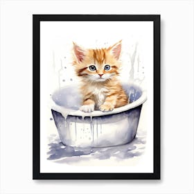 Munchkin Cat In Bathtub Bathroom 2 Art Print