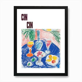 Cin Cin Poster Wine Lunch Matisse Style 9 Art Print