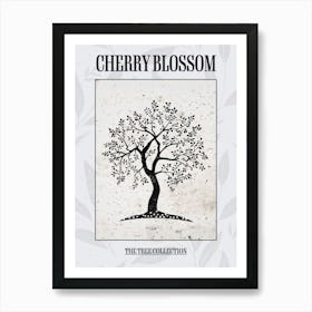 Cherry Blossom Tree Simple Geometric Nature Stencil 2 Poster Art Print