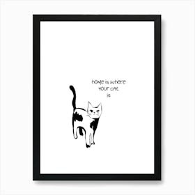 Beautiful Home Is Where the Cat Is Poster, Crazy Cat Lady Wall Art, Cat Lover Gift, Meow Kitty Decor Poster