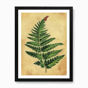 Vintage Illustration Holly Fern 4 Art Print