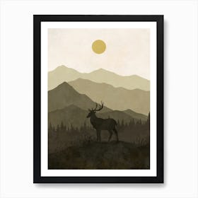 Deer In The Mountains 8 Art Print