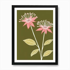 Pink & Green Passionflower 1 Art Print