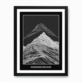 Stob Binnein Mountain Line Drawing 1 Poster Art Print