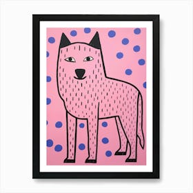 Pink Polka Dot Arctic Wolf 1 Art Print