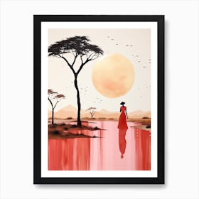 Kenyan Woman In Red Dress | Boho Style Art Print