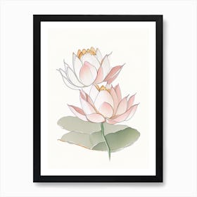 Double Lotus Pencil Illustration 4 Art Print